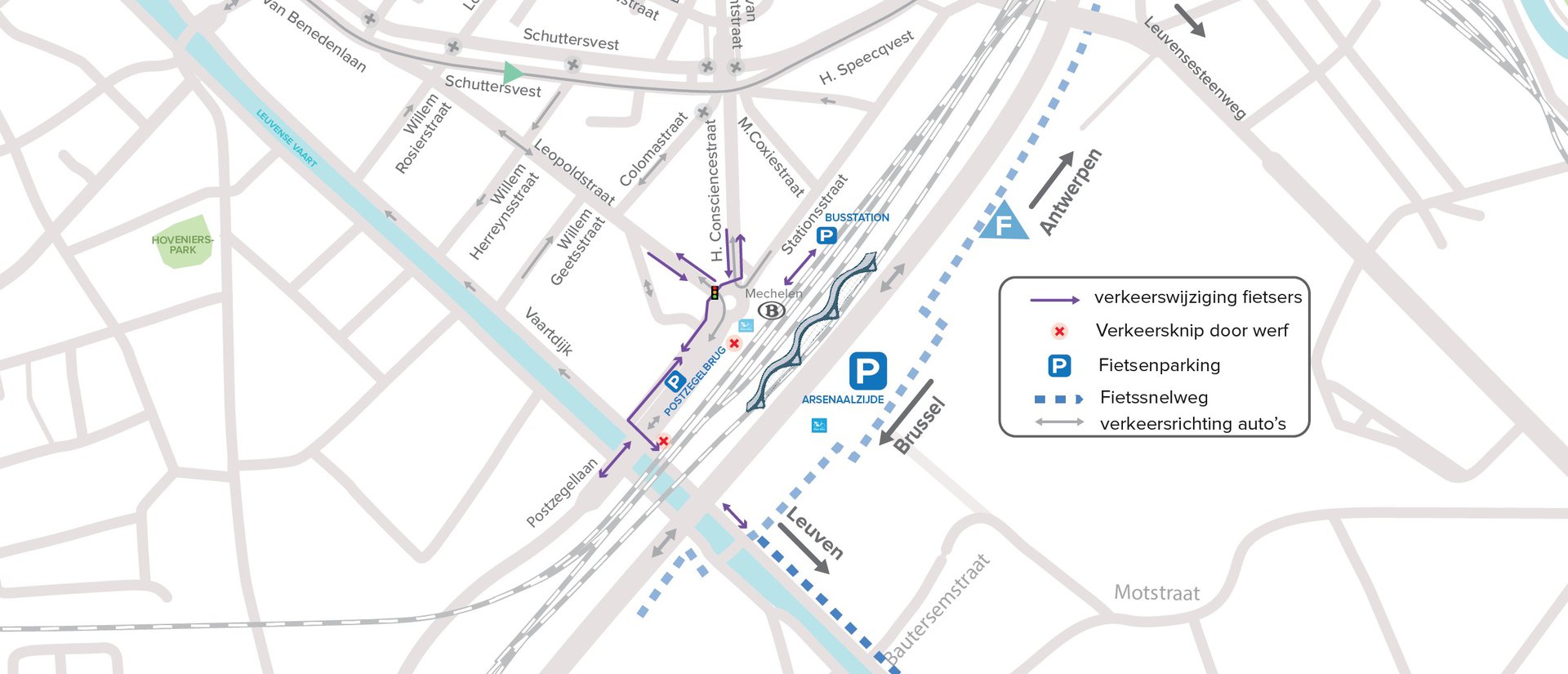 Plan: bereikbaarheid van station Mechelen met de fiets